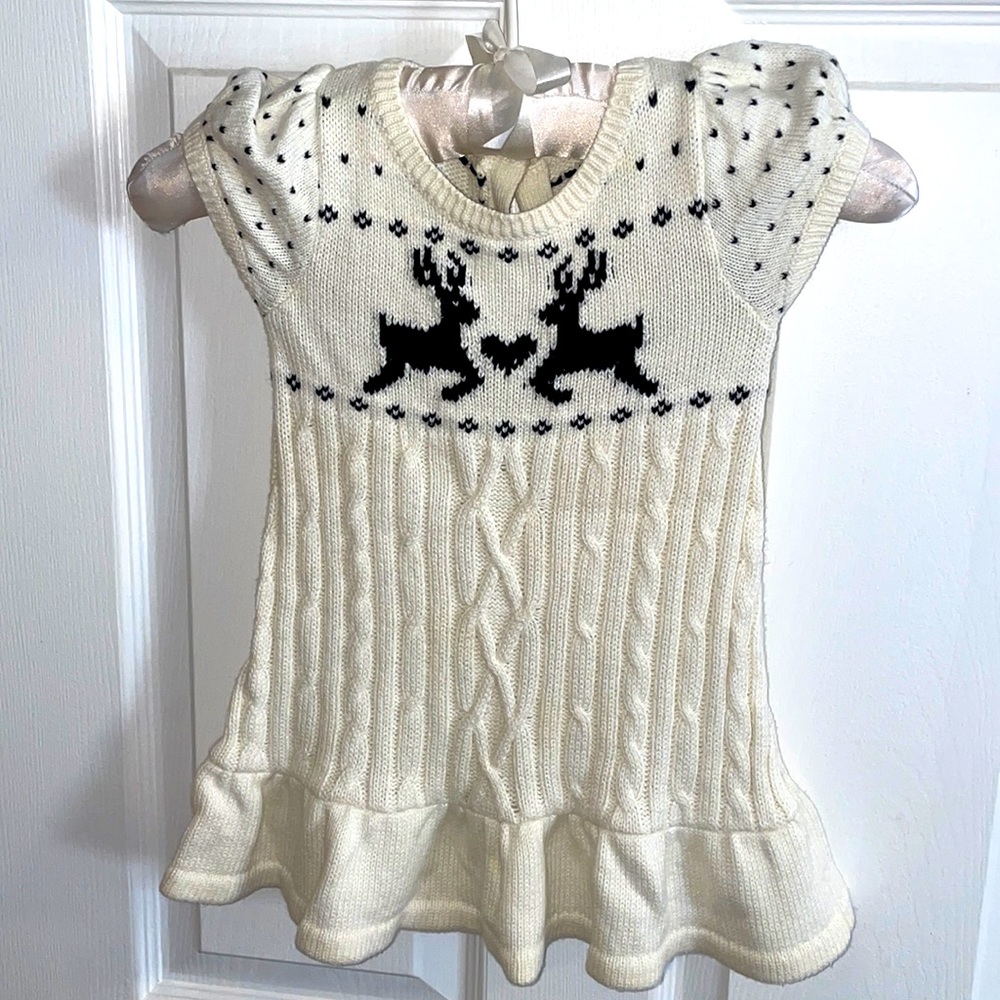 GYMBOREE GIRLS CABLE KNIT REINDEER DRESS